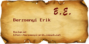 Berzsenyi Erik névjegykártya